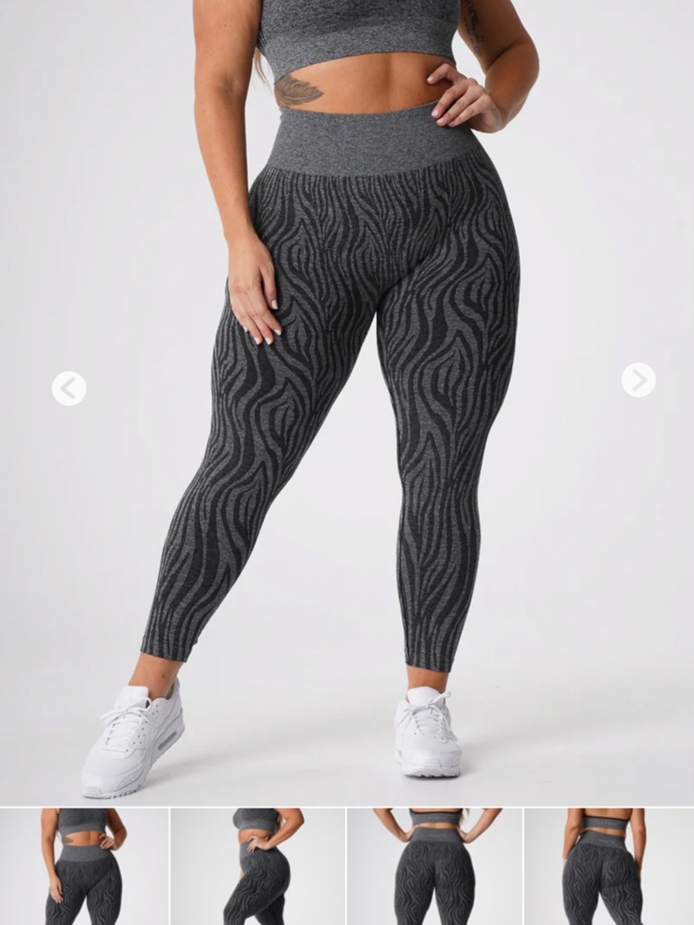 NVGTN Women's Grey Zebra-Print High-Waist Leggings
